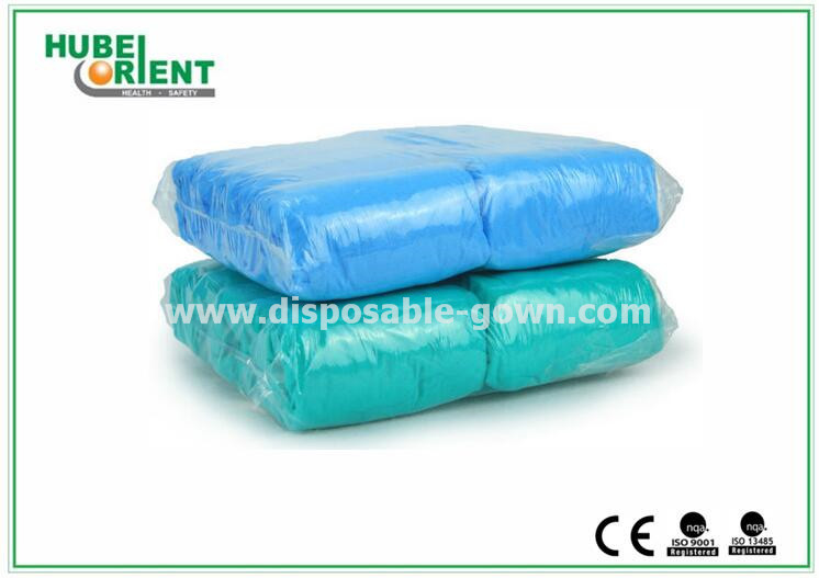 Blue Green CPE Disposable Shoe Covers Made by Hand or by Machine