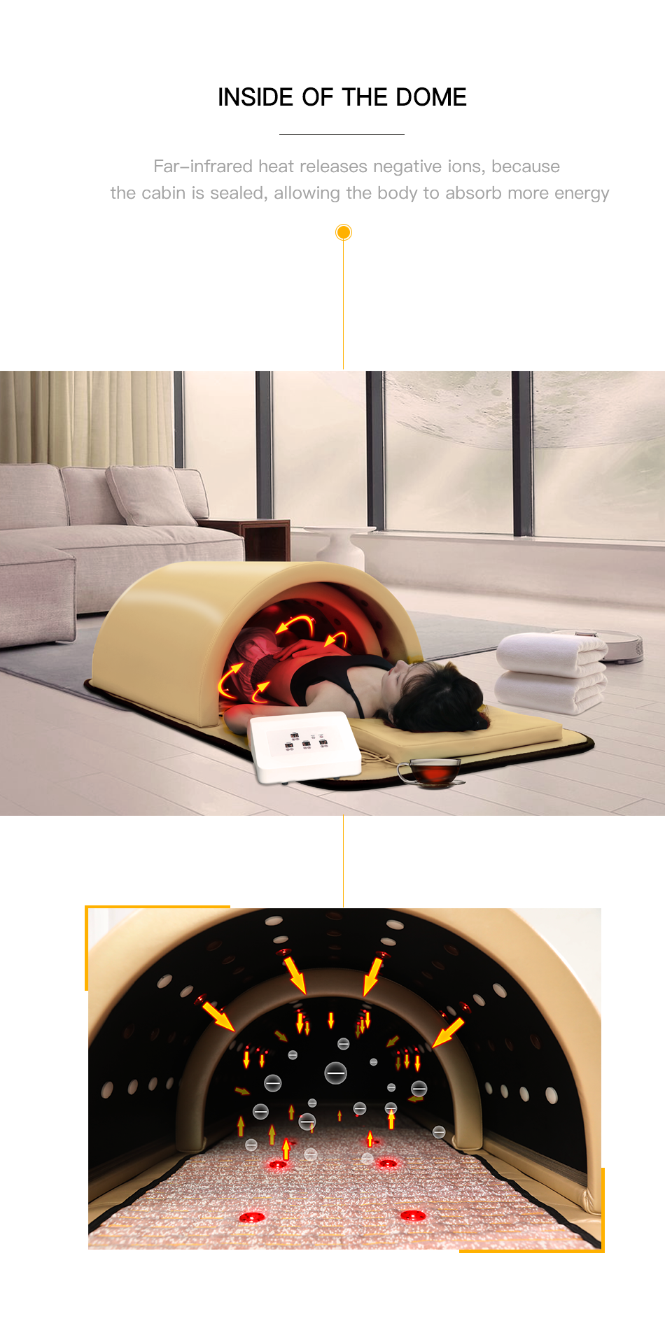 110V 1200W Heat Far Infrared Sauna Dome Capsule And Pillow