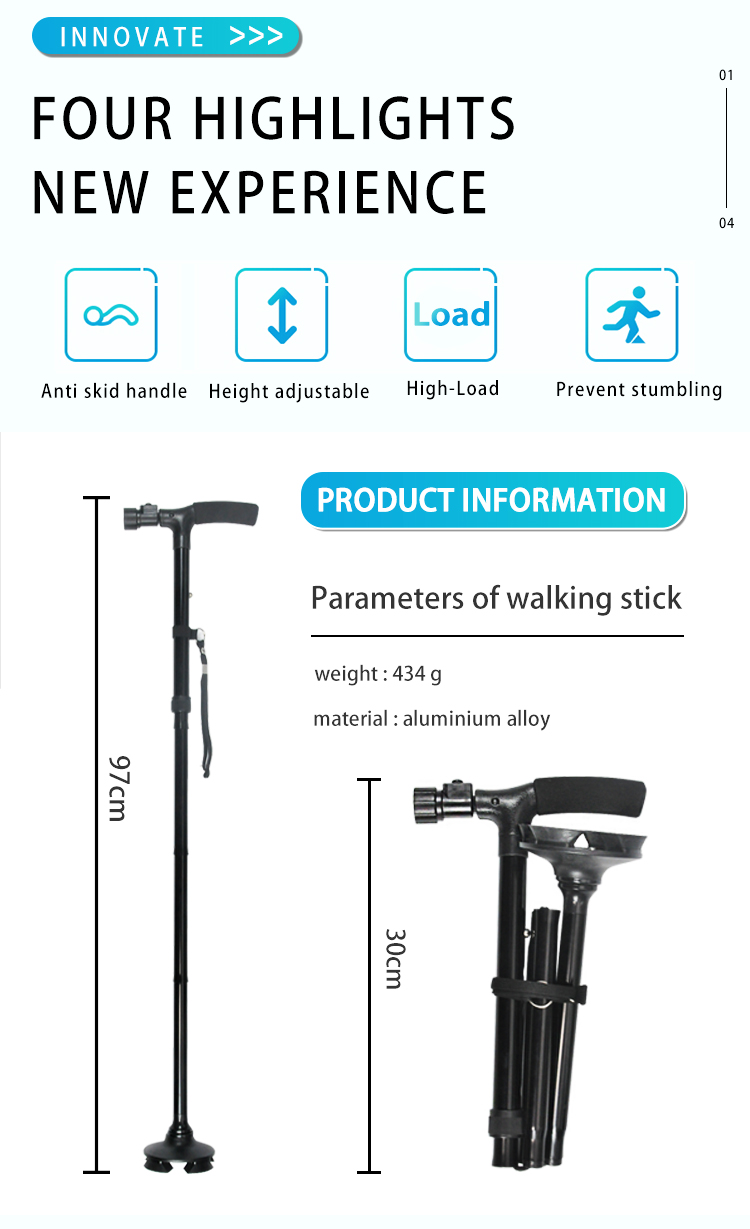 Wholesale Folding Walking Sticks Cane With Led Light For Elder Home Care