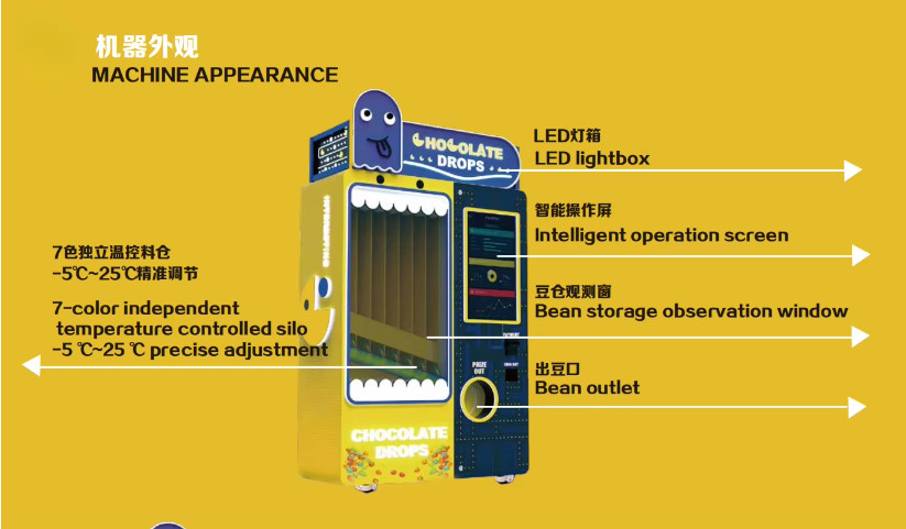 Intelligent Control High Efficiency 100% Fruit Marshmallow Chocolate Sugar Beans Candy Vending Machine Automatic Candy Dispenser
