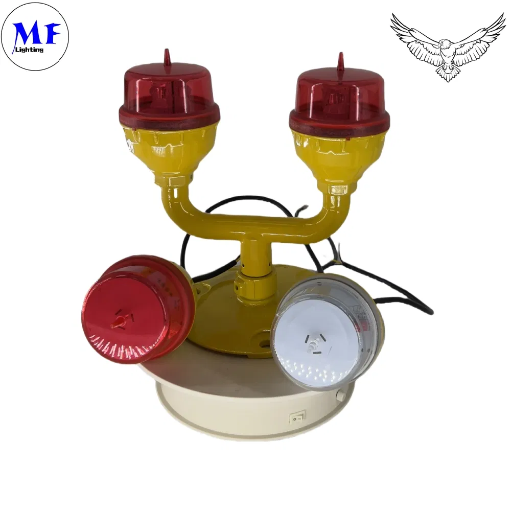 Factory Price IP66 Waterproof Red White Double Head Built-in Photocell Aircraft Obstacle Warning Light LED Low-Intensity LED Aviation Obstruction Light