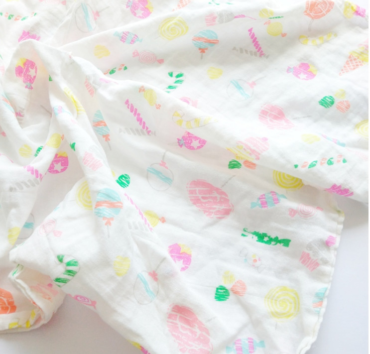 Combed Organic Cotton Double Gauze Fabric Red Lovely Dinosaur Reactive Printing