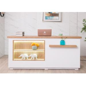 Elegant White Reception Desk , Multi Functional Office Reception Desk LED Light