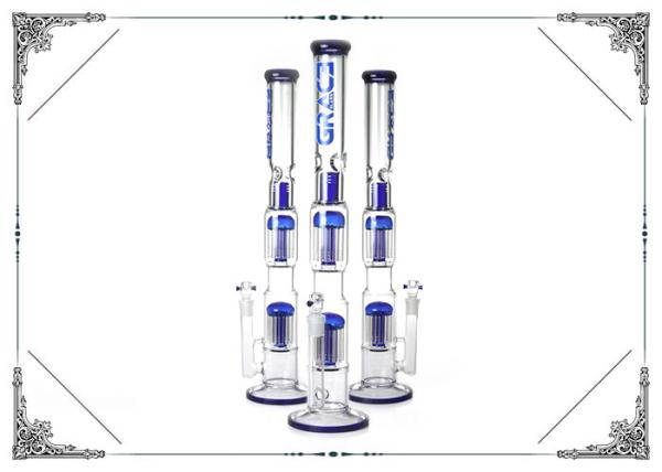 23'' Tall Straight Tube Grace Glass Smoking Hookah Pipes Double 10 Arms Perc