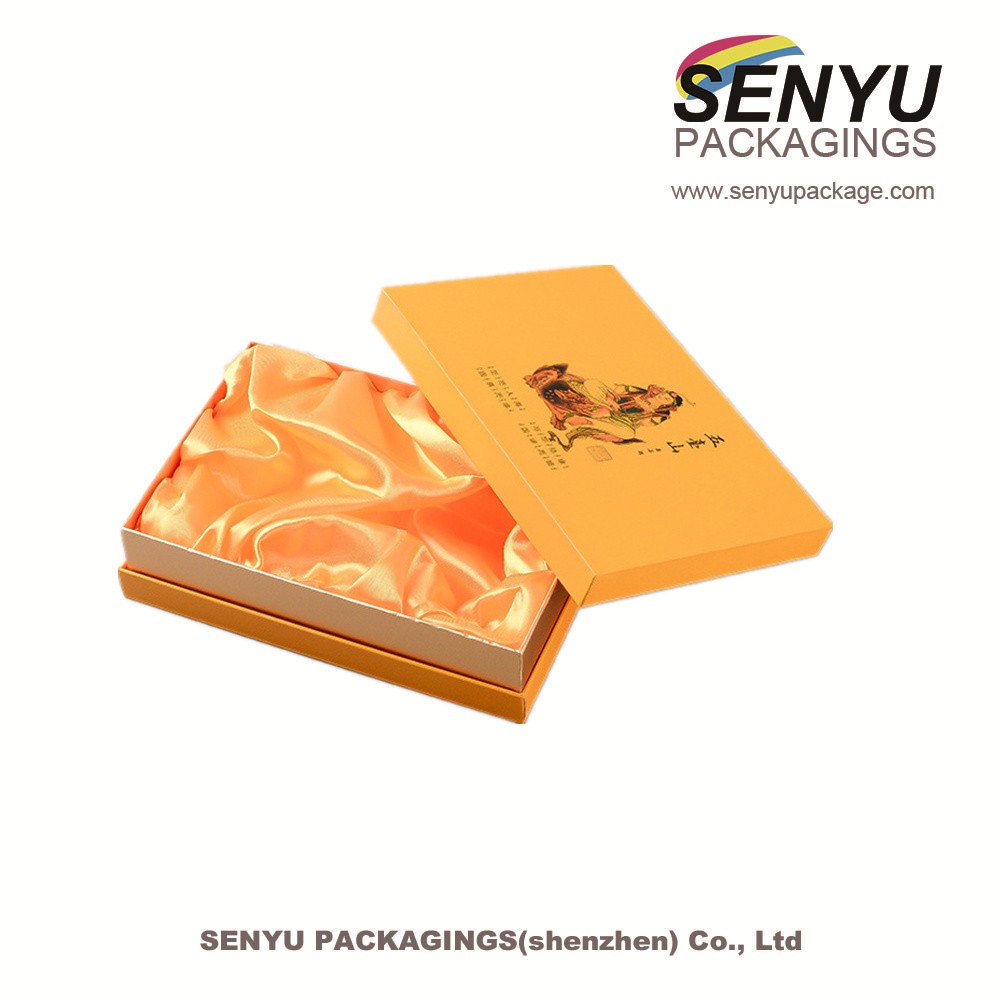 Hard Paper Gift Box Packaging with Gold Satin Lined
