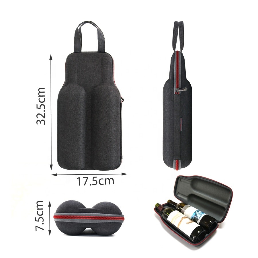 Bottle Wine EVA Carrying Case Emboss Logo For Travel