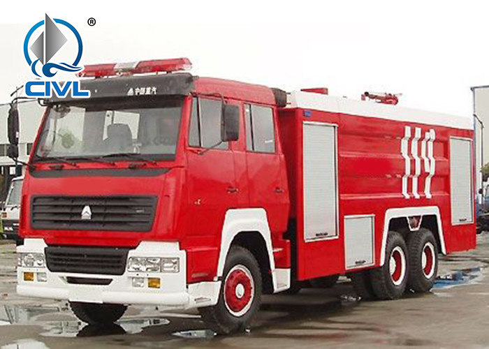 Commercial Fire Fighting Trucks , 7m3 Water Tank Foam 5T - 50T Capacity Red Color 6x4 howo chasiis