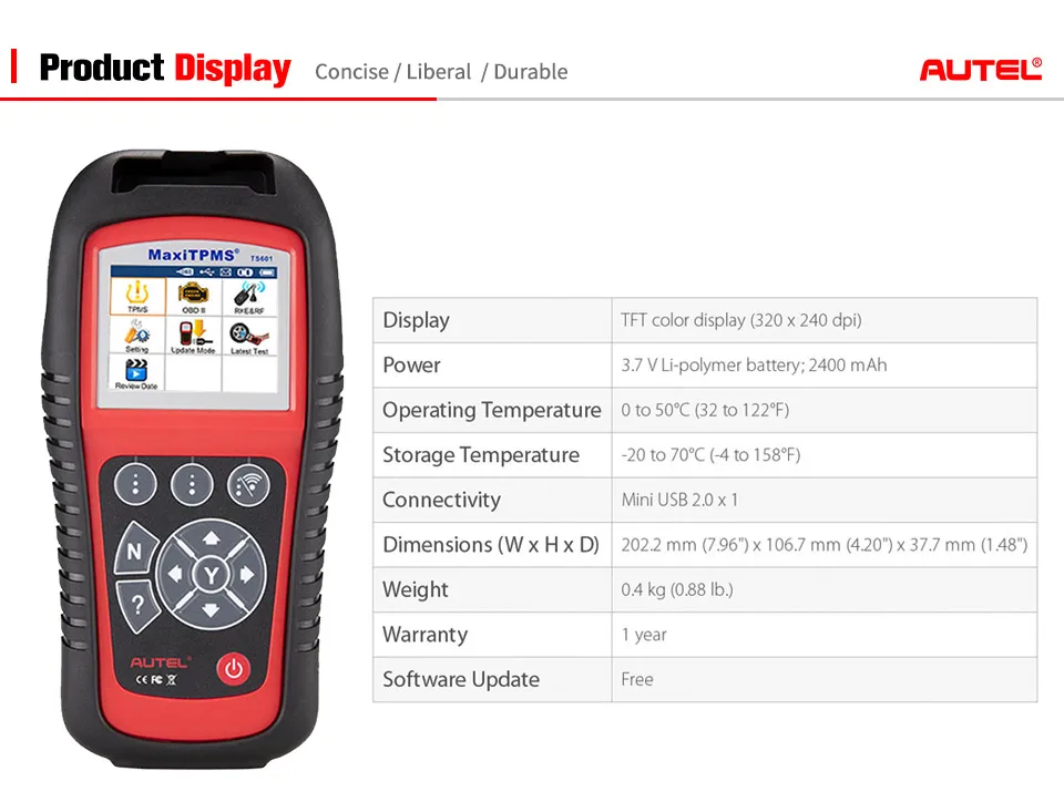 AUTEL MaxiTPMS TS601 TPMS Tool Automotive Tire Repair Tools Sensor Progarmming/Relearn/Activate for Tire Pressure