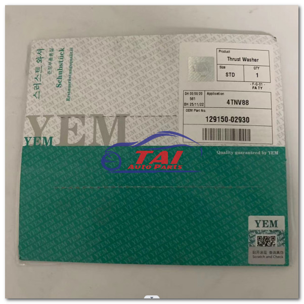 129150-02930 Diesel Engine Parts Thrust Bearing Set Thrust Washer For Yanmar 4TNV88 3TNE88