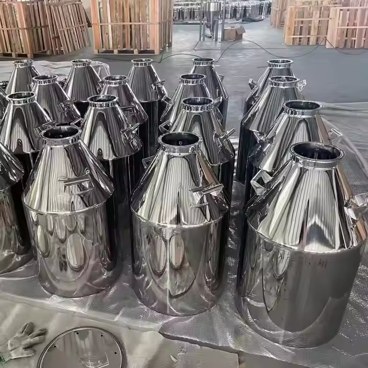 Stainless steel pharmacy medicine bucket vessel containers bottles 200ml 50ml 20 liter liquid manufacturing with screw lid clamp