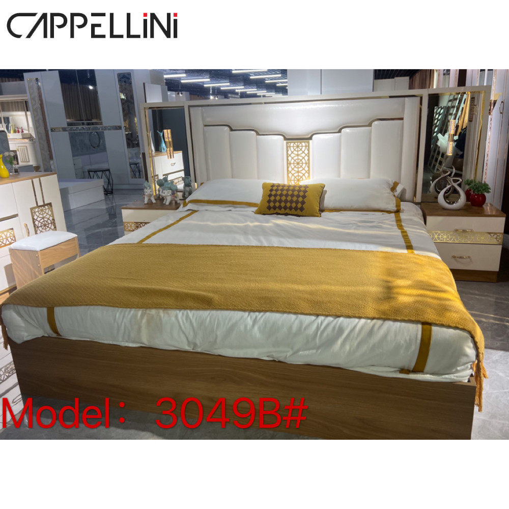 Luxury Modern King Size designer bedroom furniture Wood MDF PU Leather Material