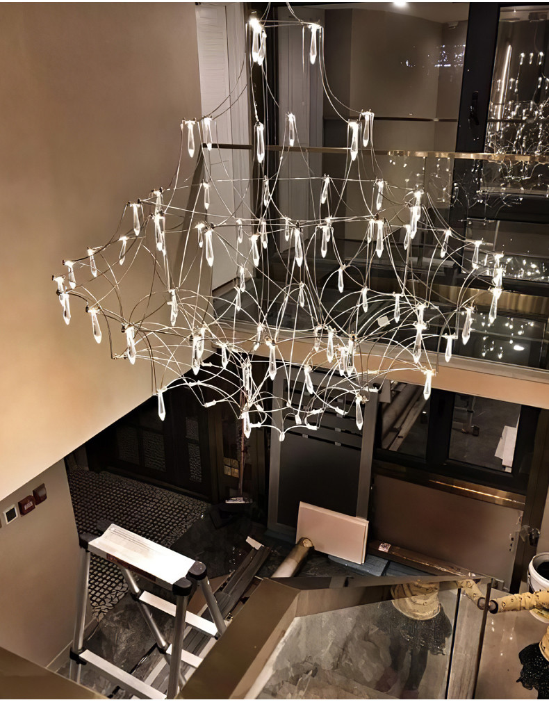 Modern Crystal Ceiling Chandelier Lighting Stainless Steel Fireflies Pendant Lamp nickel pendant light(WH-AP-542)