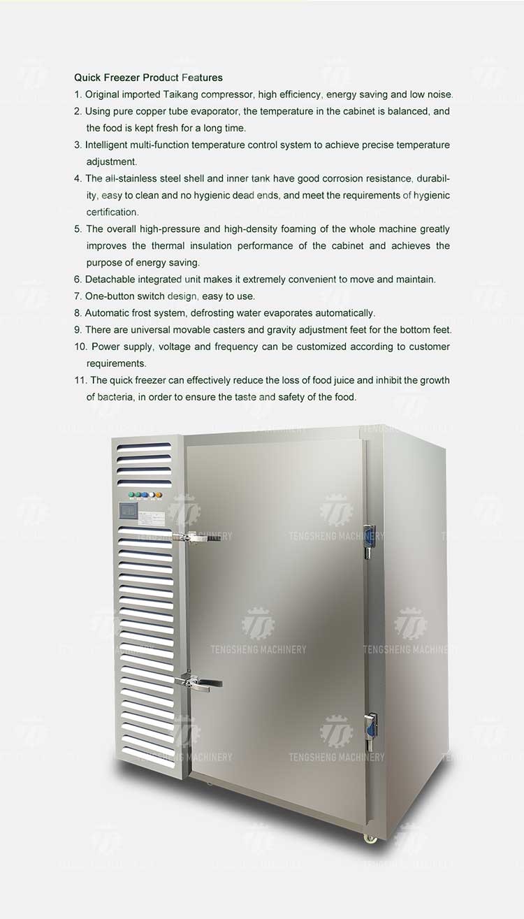 Stainless Steel Air Cooled Rapid Freezer Blast Freezer for Dough Sea Food