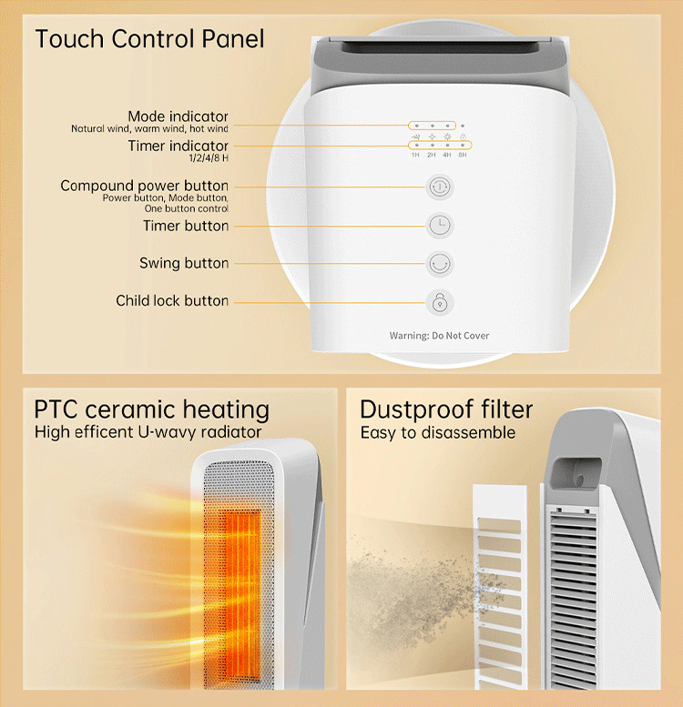 ABS + PC Anti Flaming Desktop Heater Fan App Controlled For Household / Office