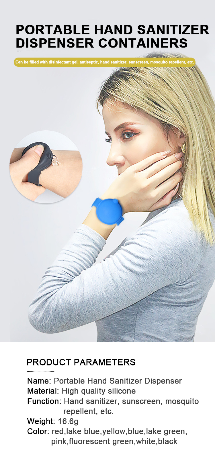 Unisex silicone Hand Sanitizer Bracelet