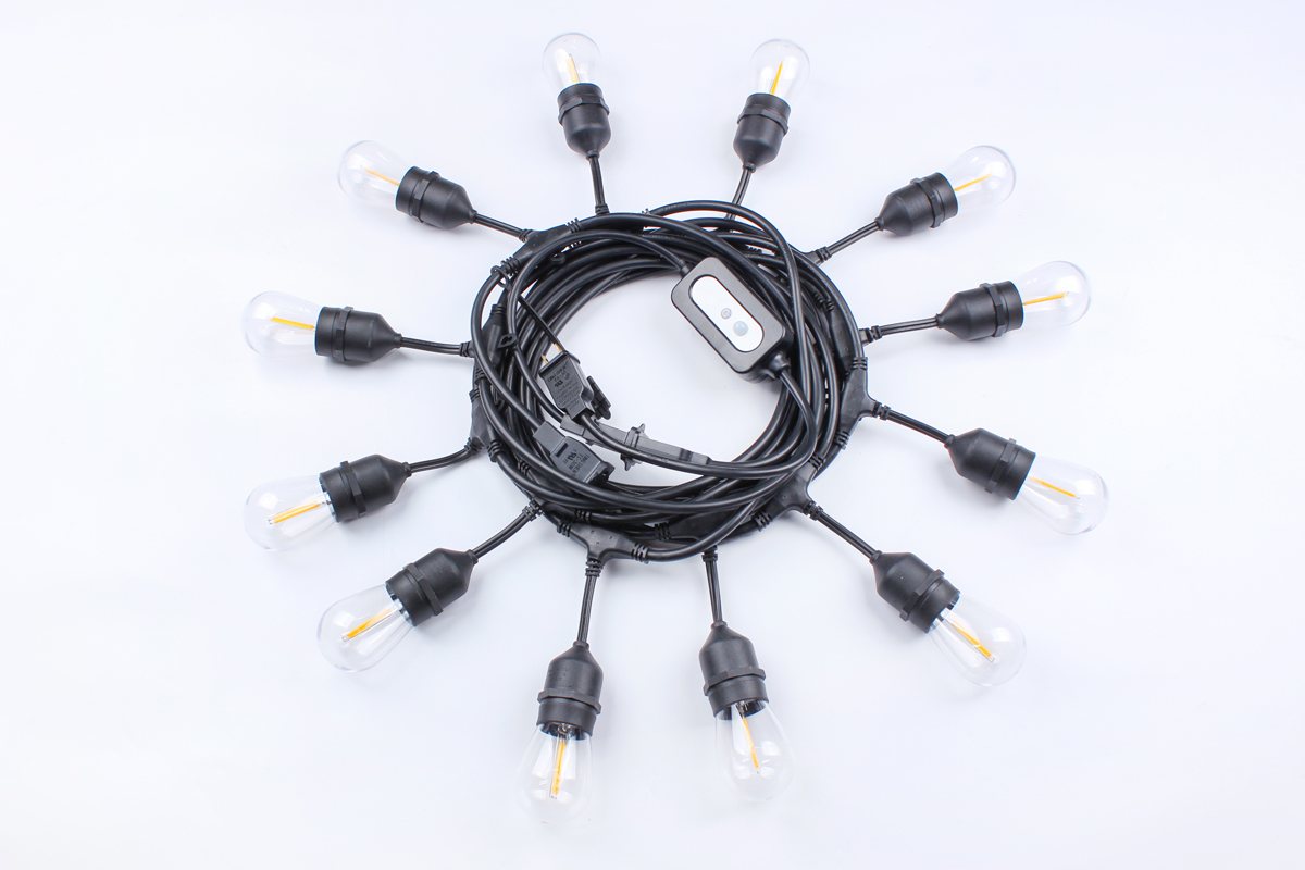 Warm White/Nature White Waterproof Outdoor S14 Edison Bulbs String Lights Connectable Remote Control Shatterproof Festoon Lights
