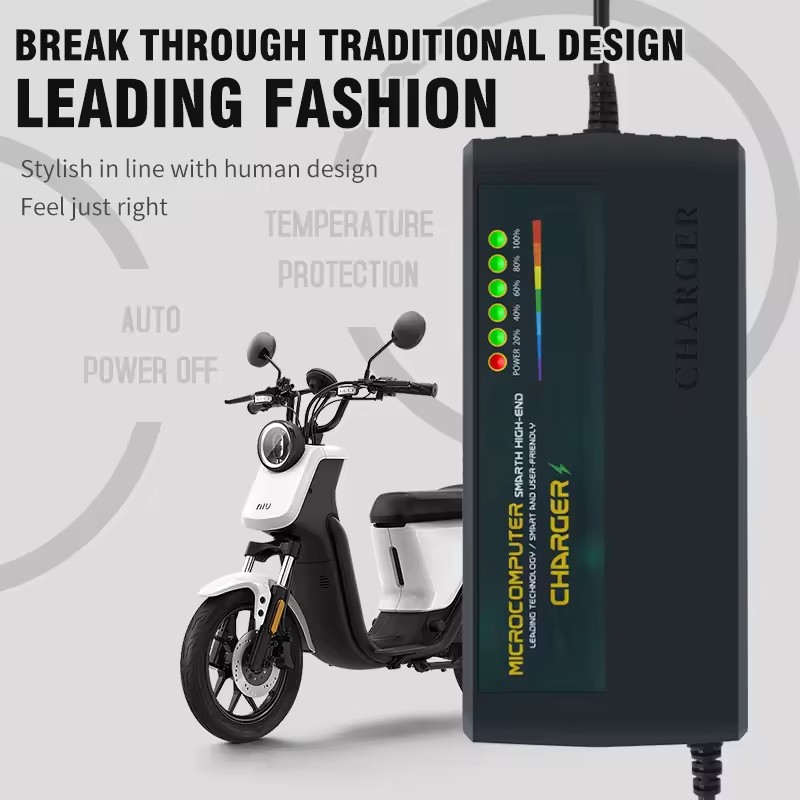 Intelligent Electric Vehicle Lead Acid Battery Charger 60v 30ah 72v 40ah Automatic Pulse E-bike Charger With Power Display