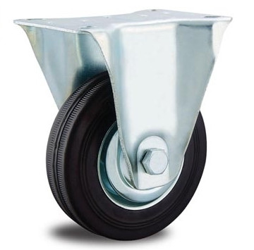 8 Inch Industrial Trolley Wheels Fixed Casters Rubber Wheel For Trolley