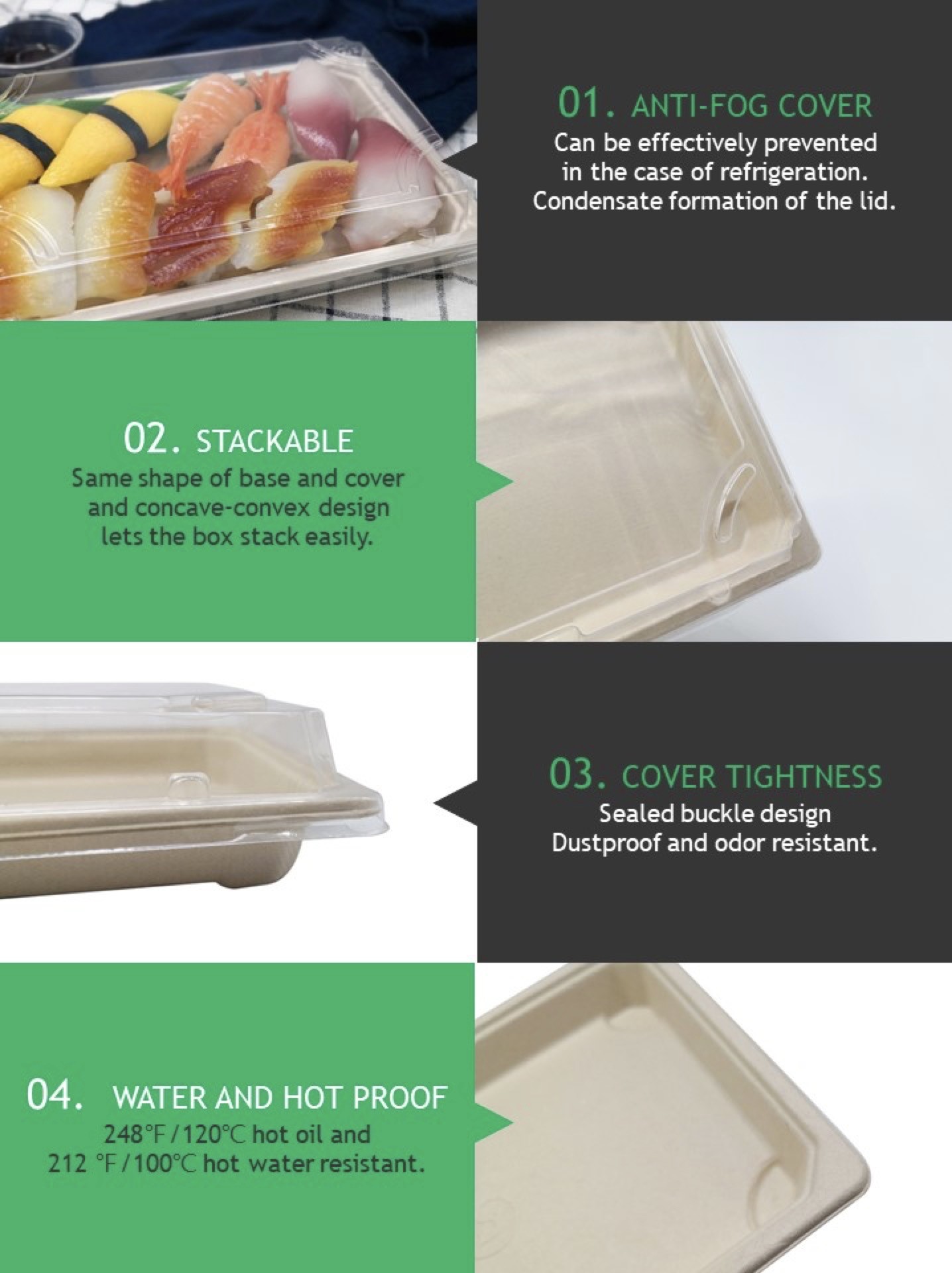 Paper Sushi Biodegradable Take Away Box Disposable