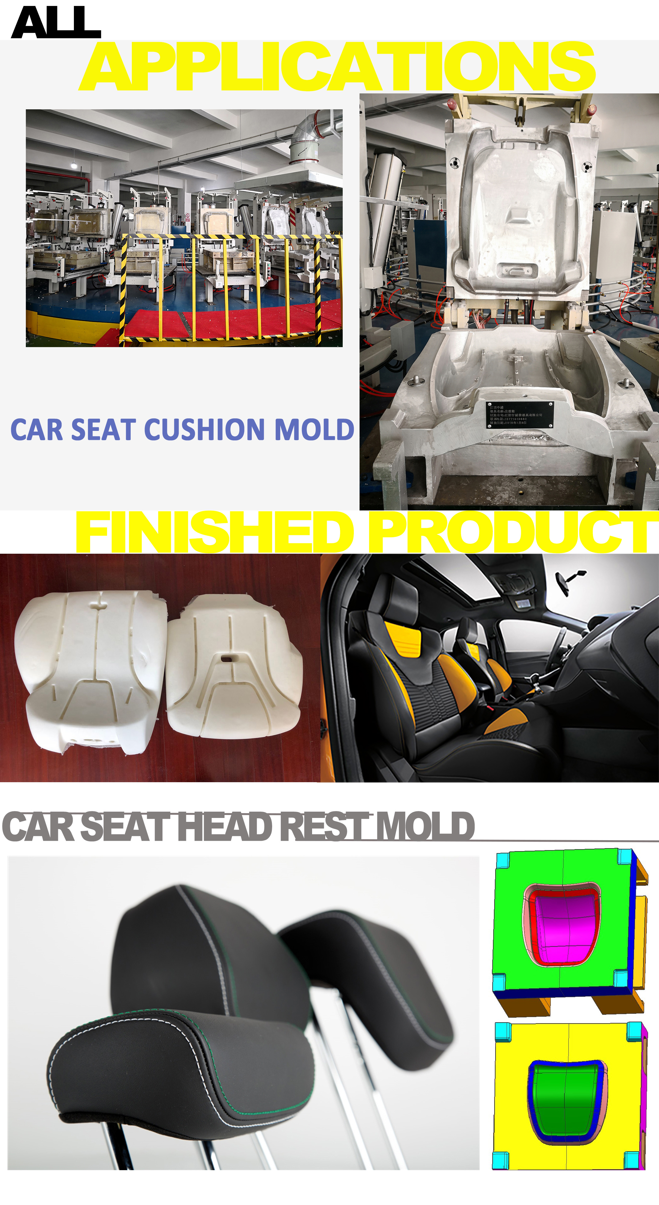 Automotive Parts Headrest PIP Polyurethane Foam Moulds