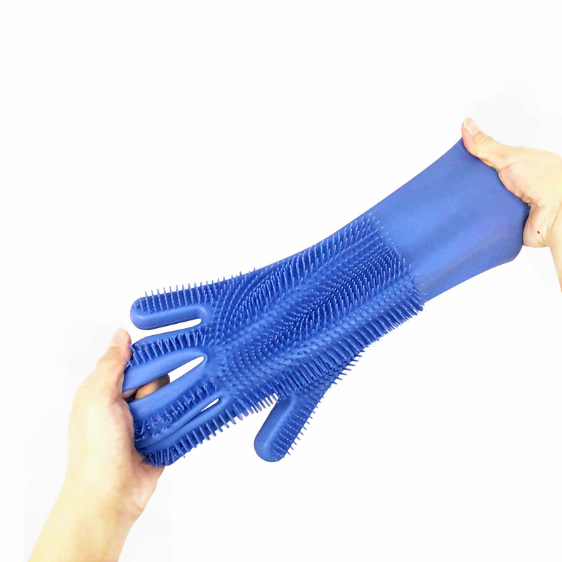Magic Reusable Heat Resistant Silicone Gloves with Wash Scrubber for Cleaning Household Dish Washing Washing the Car