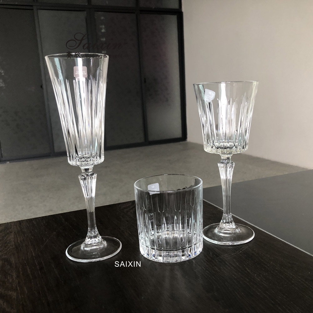 Dining Wedding Table Charger Plates Clear Cut Republic Crystal Wine Glass