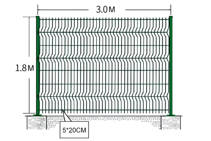Galvanized Metal Wire Mesh Triangle Bending Fence 0.63 M For Securty