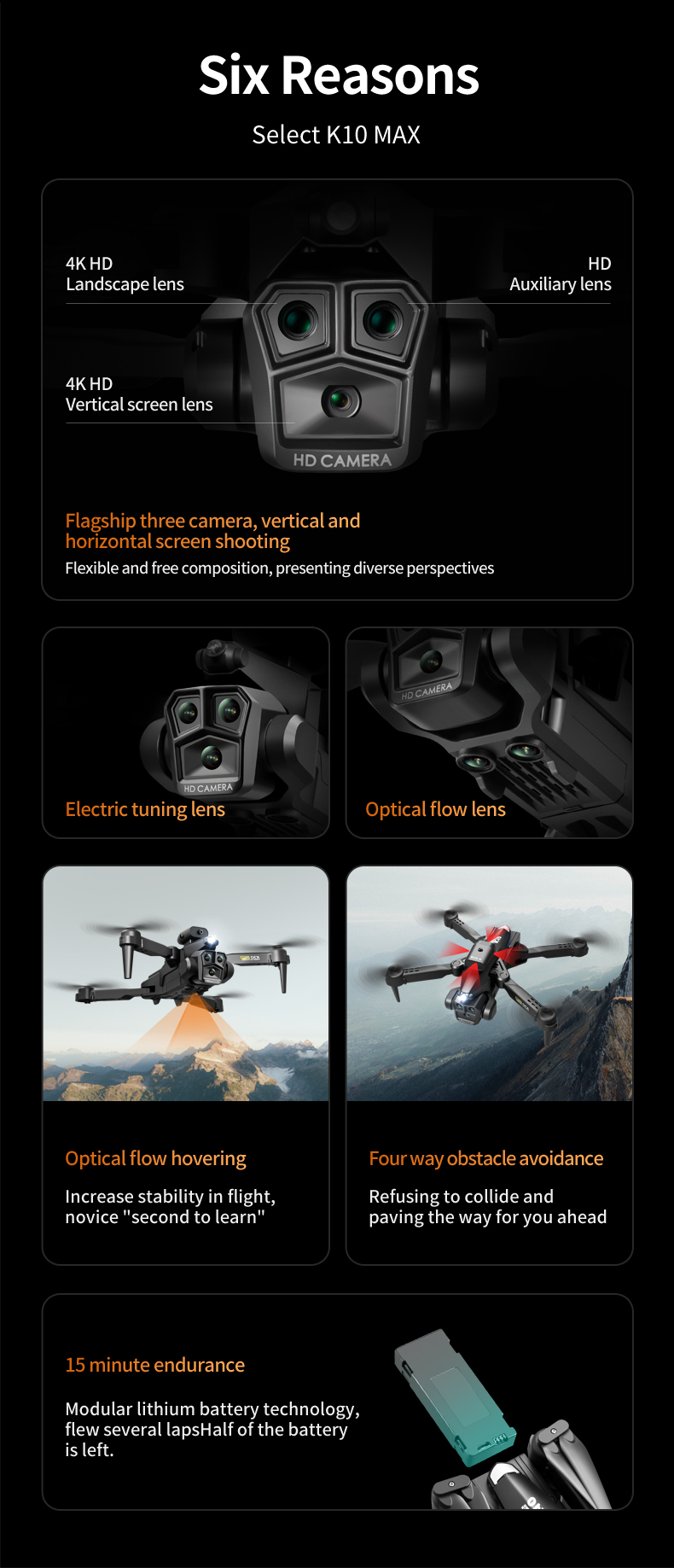 K10 Max Obstacle Avoidance Drone 4K Ultra HD Camera 2.4G RC Quadcopter Four-way Optical Flow Mini Foldable K10 Fpv Drones