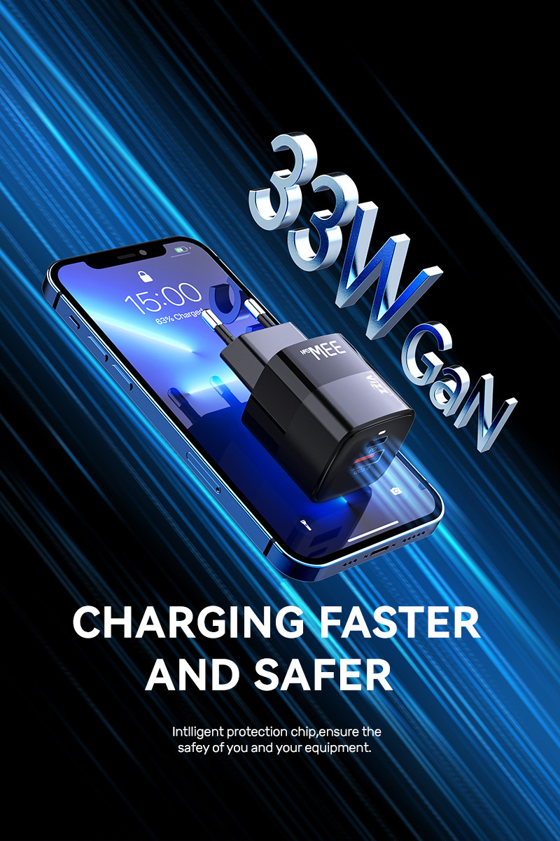 Dual Port 33W GaN Wall Charger PD QC Fast Charging Charger With EU Plus