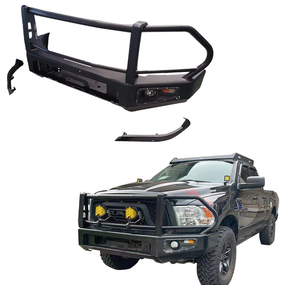 Black Powder Coat Off Road Aluminum Stainless Steel Front Bumper Cover for Dodge Ram 1500