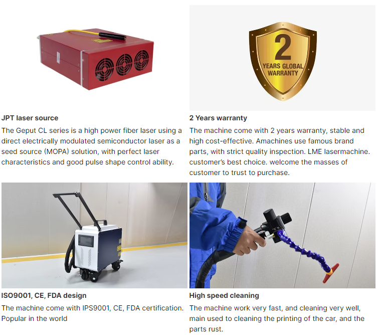 HIGHYAG 2024 Portable 100w 200w 300W Raycus Max JPT Pulsed Laser Cleaning Machine for Wood Paint Rust Removal
