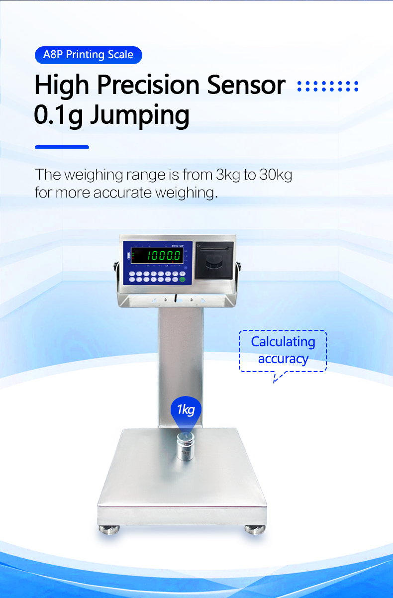 A8SP Printing Small Platform Scale with 6KG Capacity and 22cm*28cm Square Vertical Bar