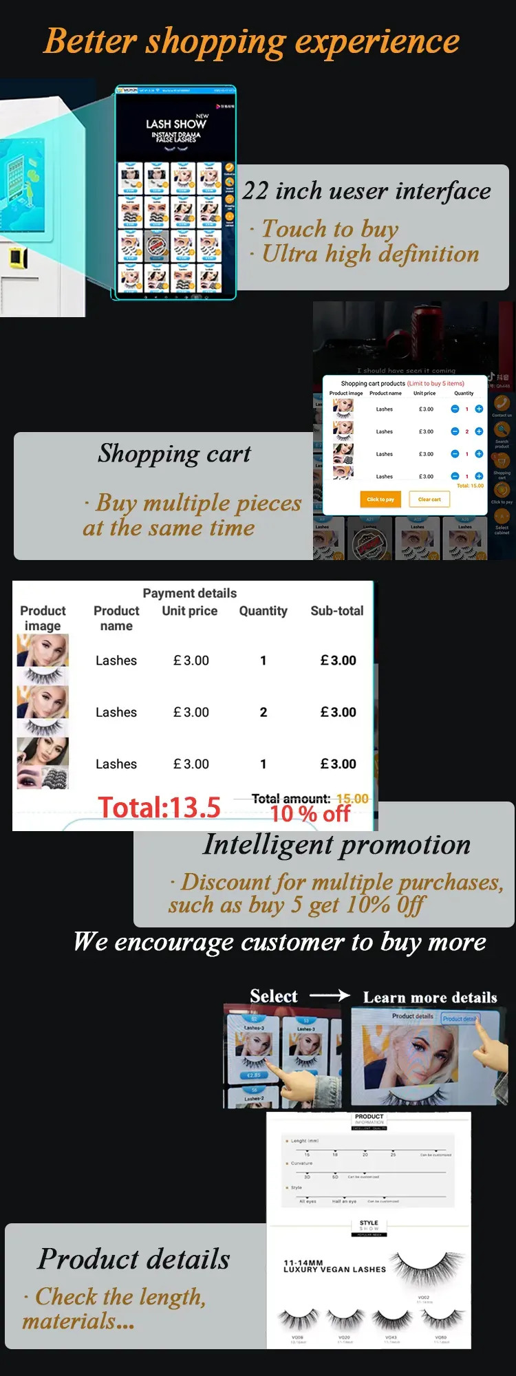 better shopping experience with combo eyelash elevator Vending Machines
