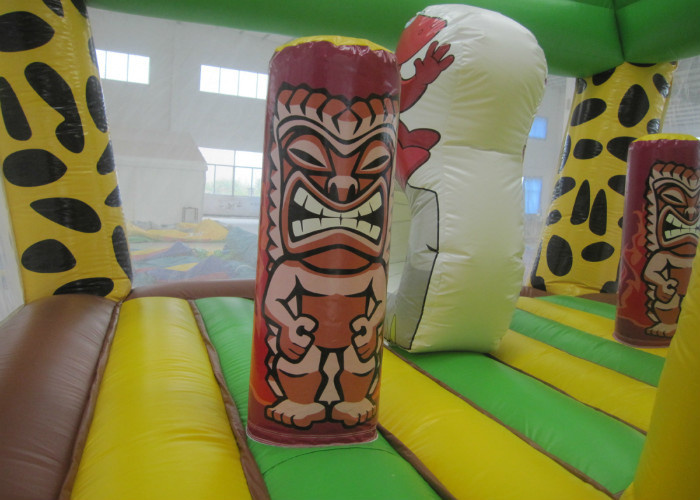 Hot sale inflatable Stone Age bouncy combo bright colour inflatable stone age jumping house with protection net on sale