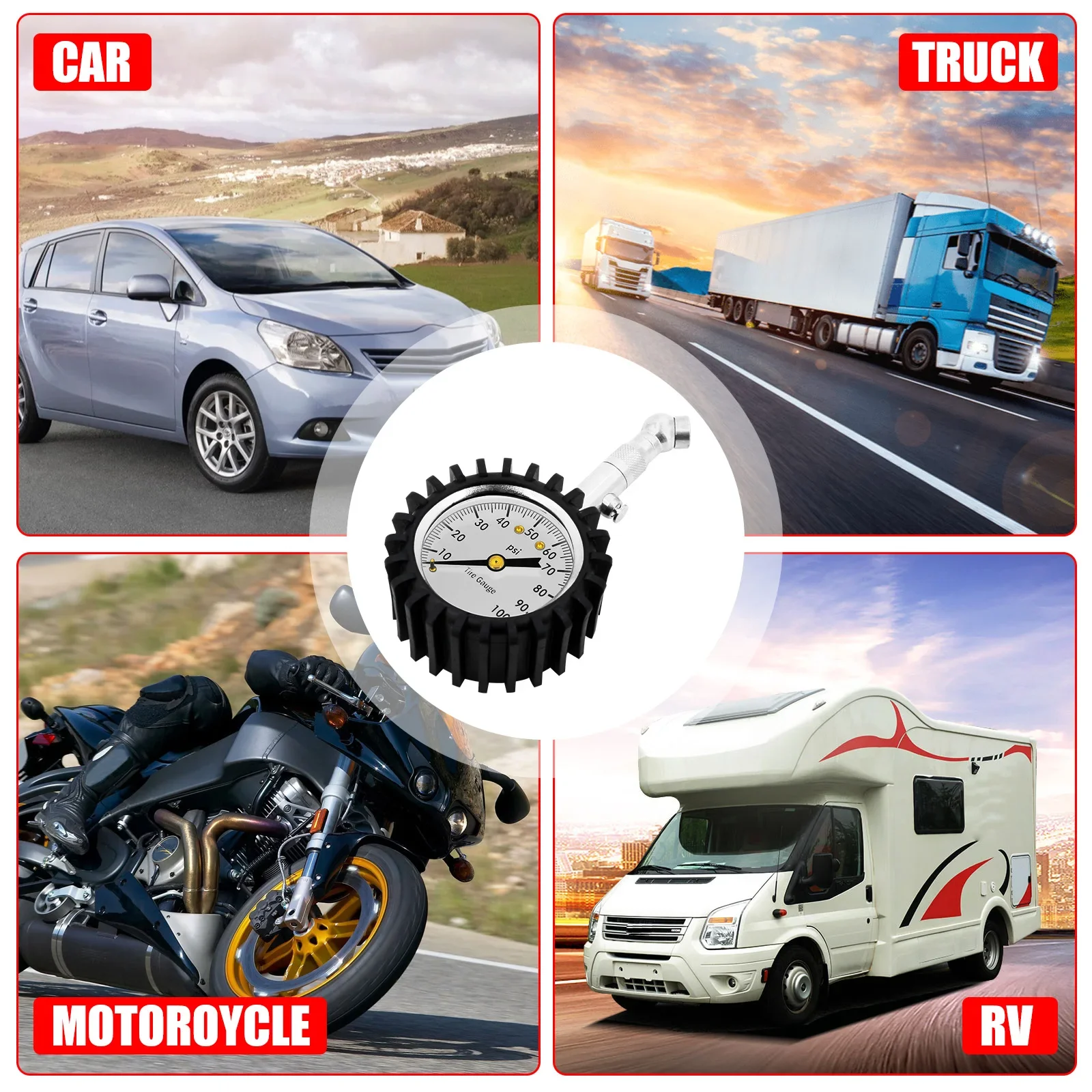 TP-60 2.5'' 60 Psi Tire Pressure Gauge 360 deg Car Tire Pressure Measurement