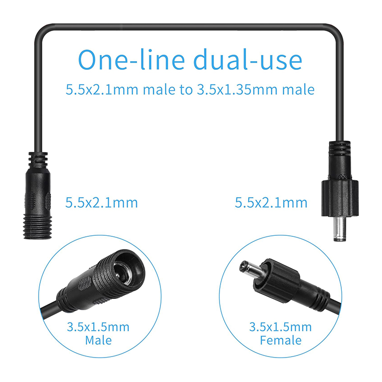 Waterproof Male to Female DC Jack 5.5x2.1mm 5.5x2.5mm 3.5x1.35mm Power Extension Cable for LED Light