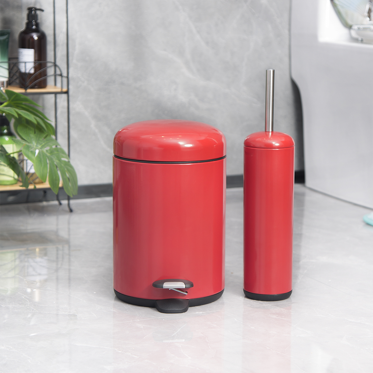 Large Capacity 5L Stainless Steel Waste Bin with Durable Pedal and Rolling Cover