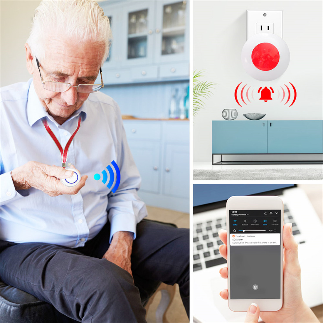 Smart Home Security Wi-Fi SOS Panic Call Button For The Elderly/Patient(WE571)