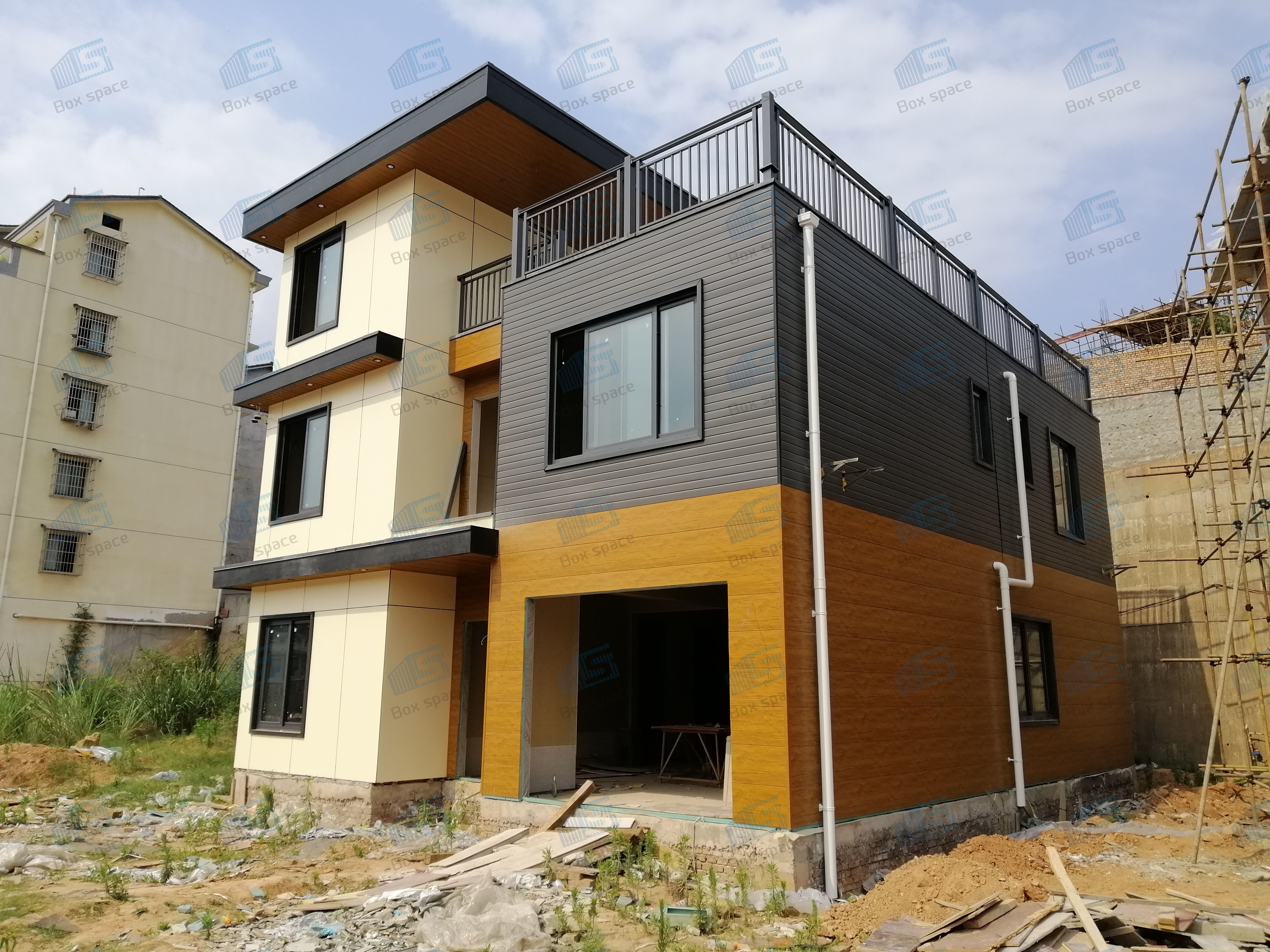 BOX SPACE Luxury Modern Prefabricated Steel And Sandwich Panel Mobile Home Flat Pack Container House