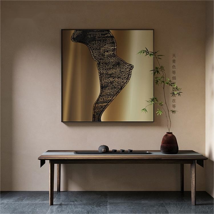 Custom Golden Premium Square Wall Art Hotel Entryway Metal Decor Painting Mural