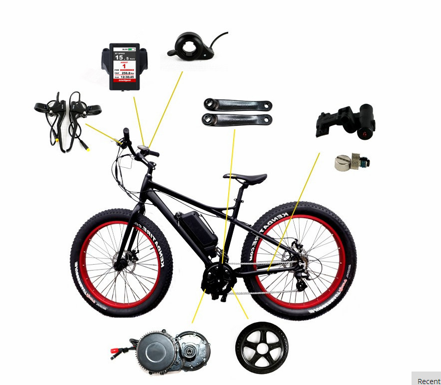 8fun 48v 750w Electric Bike Mid Motor 46Teeth Thumb Throttle