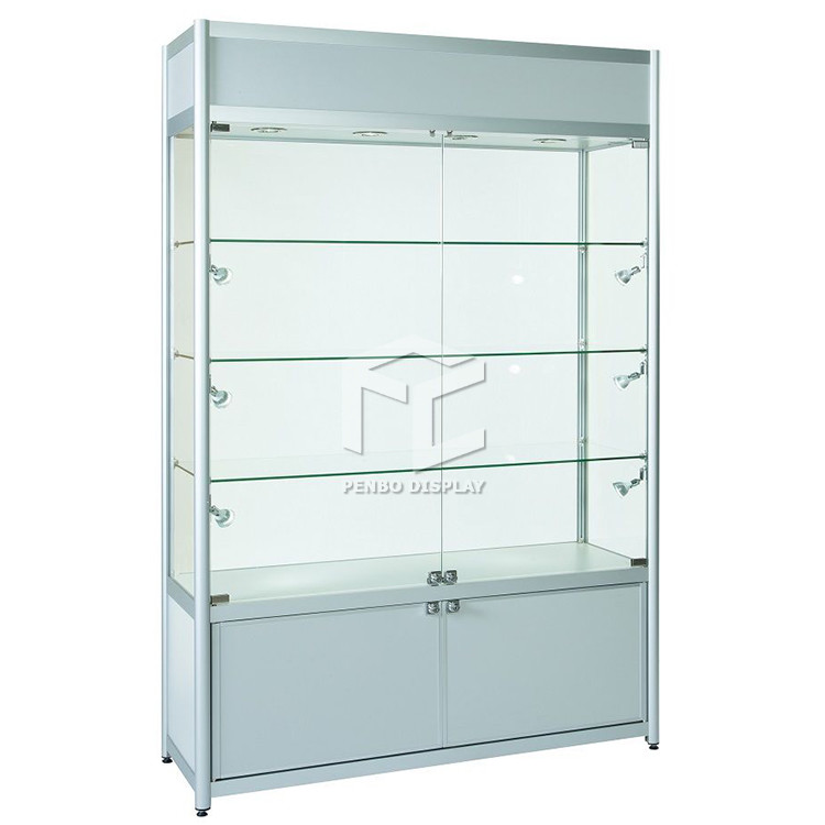 47in Long Shop Glass Display Showcase Cabinet Melamine Board With T5 LED Light