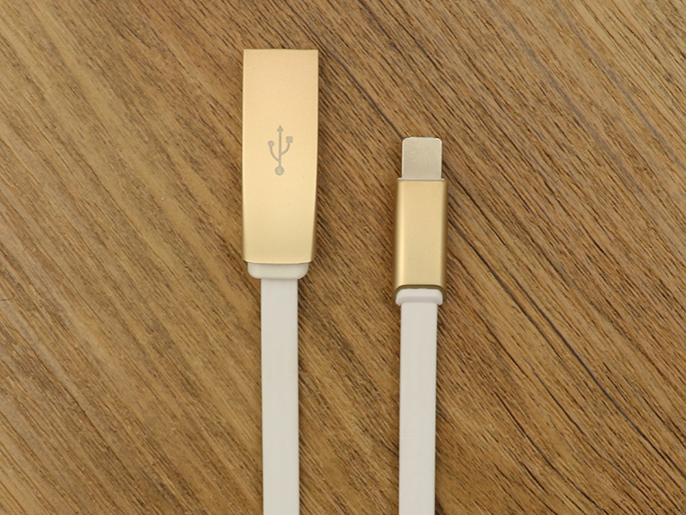 Metal Head Micro Flat USB Cable 3D Zinc Alloy For Samsung With Length 100cm