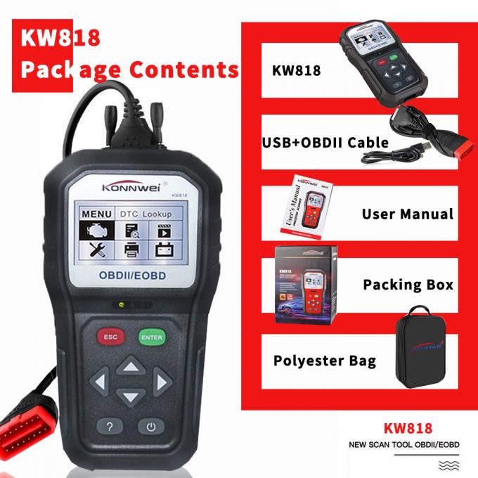 Stable Konnwei KW818 Eobd Obd2 Obdii Car Scanner Diagnostic 6 Languages