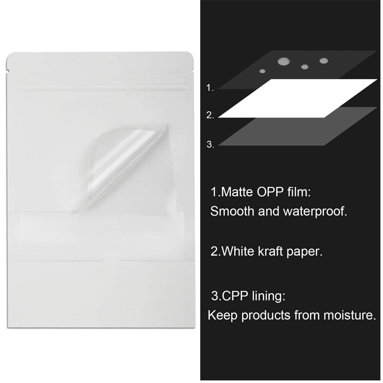 White Kraft 50g / 100g k Paper Bag Tear Away Notch