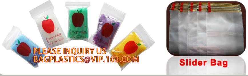 LDPE apple mini zip lock poly bag/printed plastic packaging bag, Apple Mini k Baggies Mix Colors 1.5"x1.5"