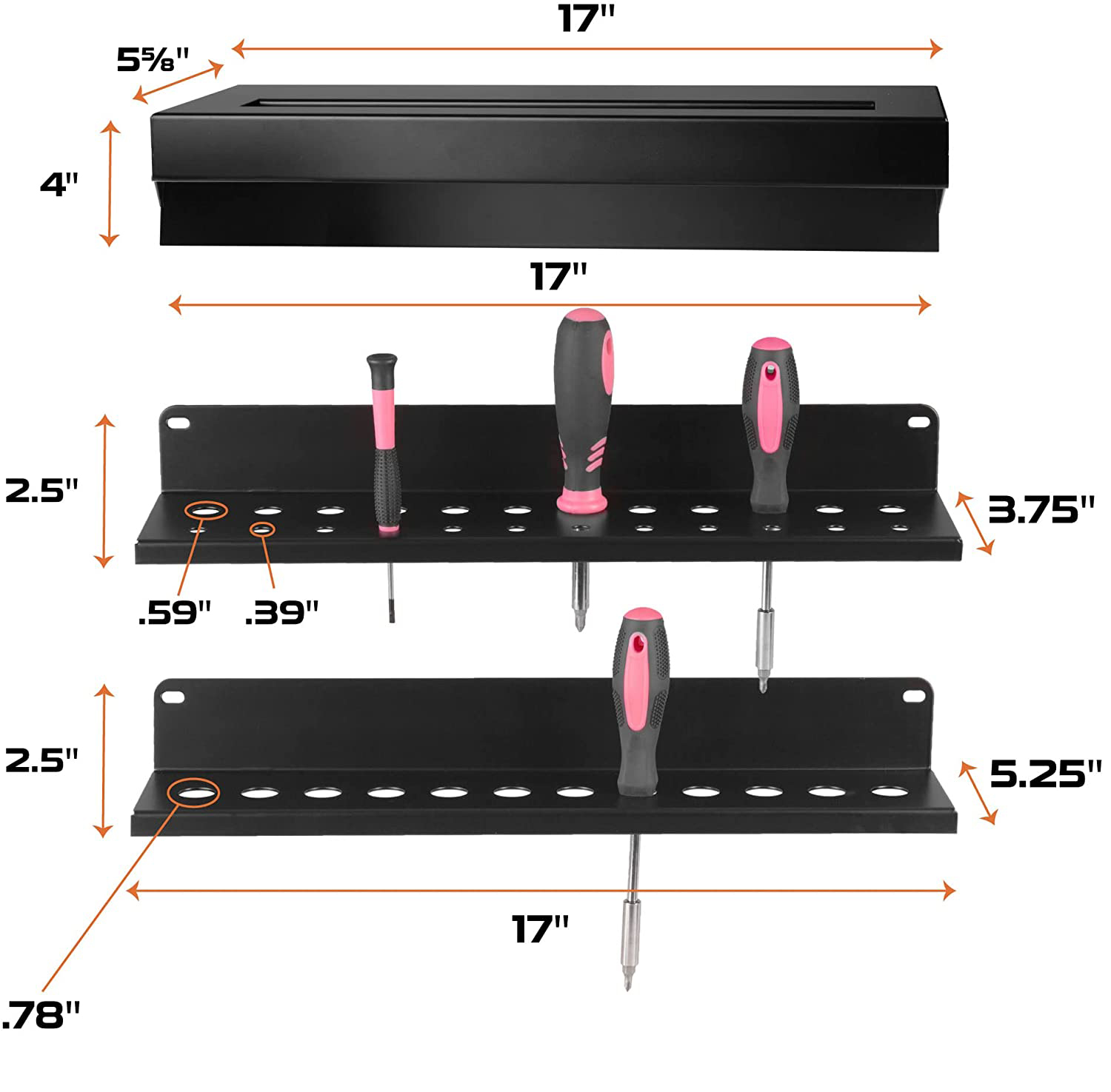Power Tool Cordless Drill Steel Storage Rack Organizer for Wall Mount and 3 Shelves