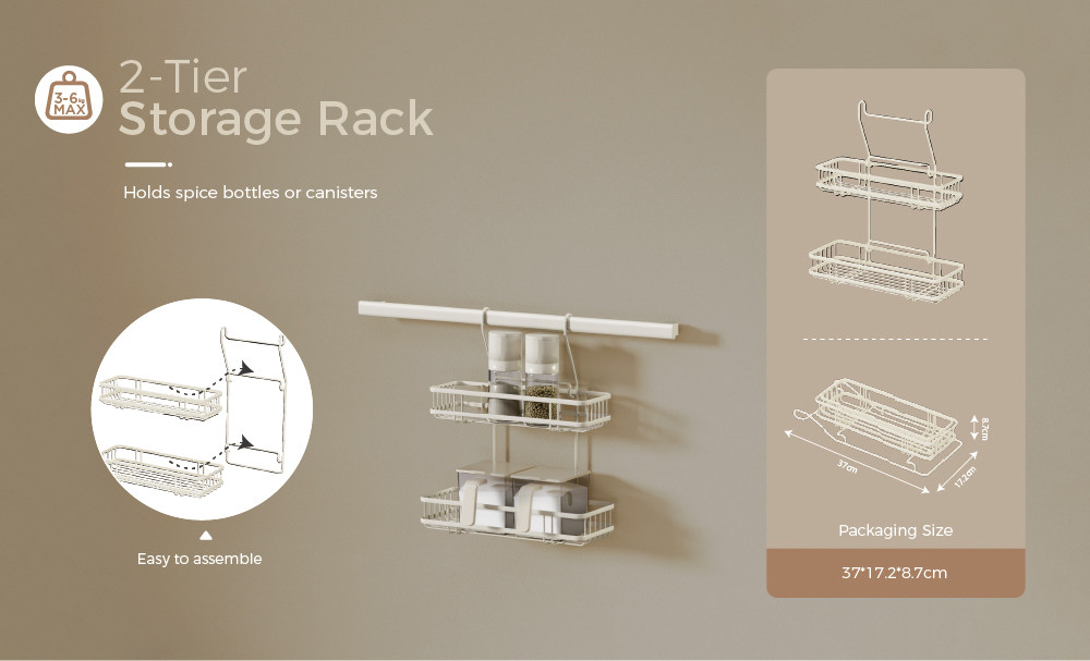 Spice Rack Hanging Kitchen Storage Rack In White Wall Mounted Type For Organized And Tidy Kitchen