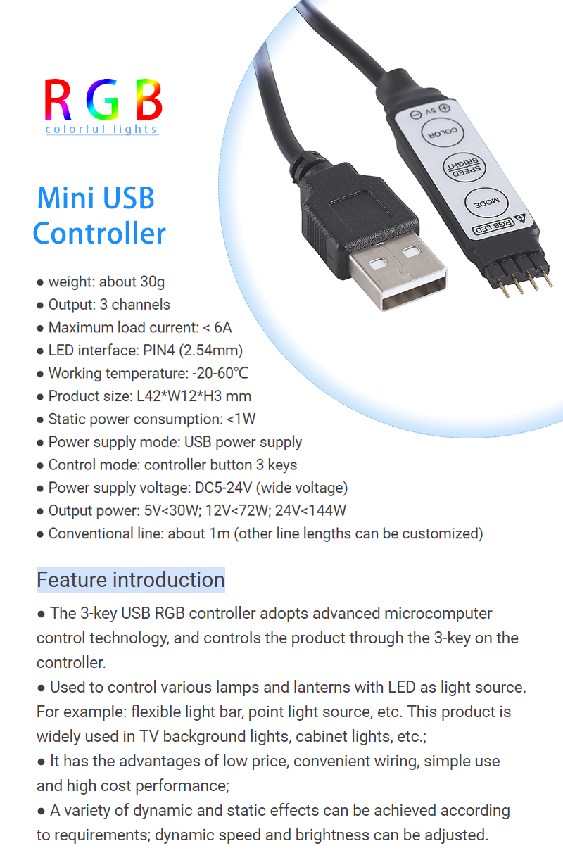 USB 5V LED Controller Mini Wireless Remote Control For LED RGB Color Bar 5050