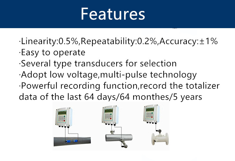 Wall-mounted LCD liquid oil DN15~6000 pipeline ultrasonic flow meter
